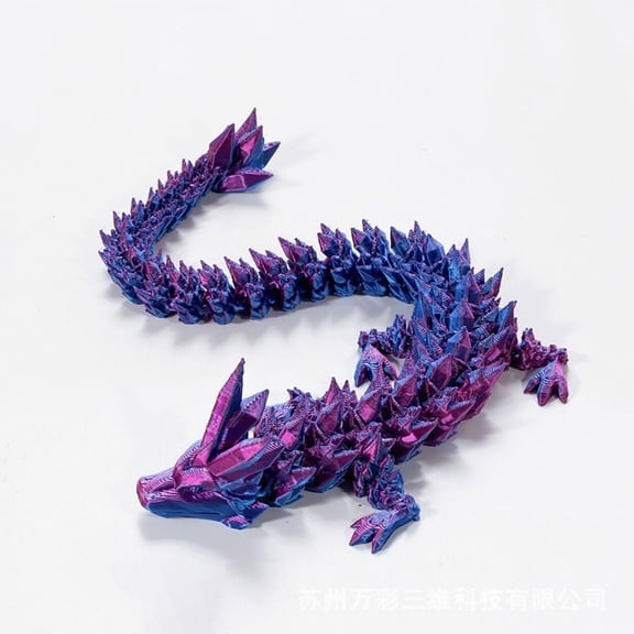1PC PURPLE 13CM 3D Printed Gem Crystal Dragon Figurine Gift Set with Colorful Decorations