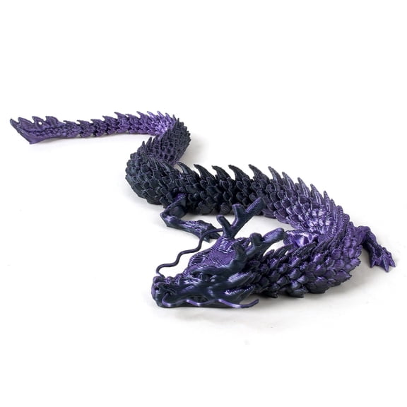 1PC PURPLE BLACK 45CM 3D Printed Articulated Dragon Figure, Chinese Dragon