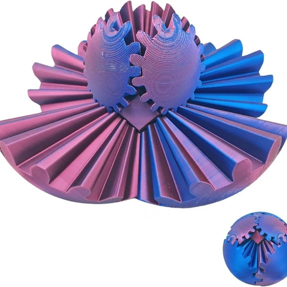 1PC PURPLE BLUE 8CM 3D Printed Gear Ball Rotating Cube Fingertip