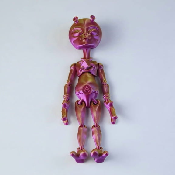 1PC PURPLE GOLD 20.5CM 3D Printed Alien Alien Figurine with Movable Joints, Creative Halloween Ornament