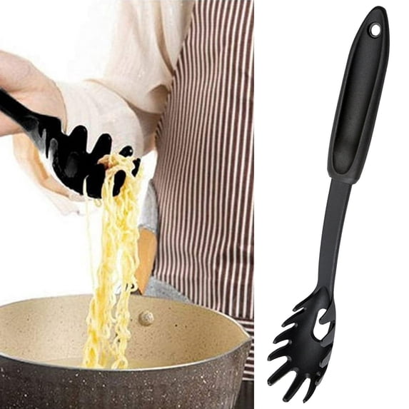 Pasta Server Spaghetti Fork Spoon Nylon Utensil Kitchen Tools Ideal For Serving Variety Of Foods (Black) Home Decor Suitable for Festival Gifts