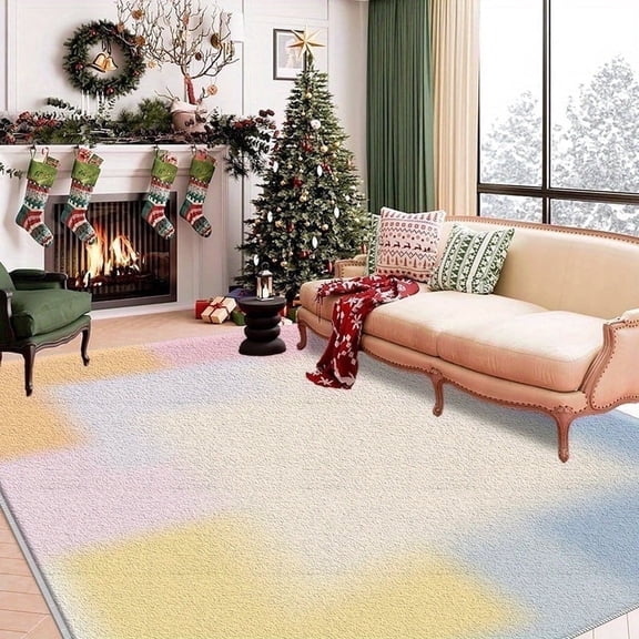 1PC Pastel Color Area Carpet Partial Carpet, Lightweight Washable Easy-to-Tidy Carpet Mat Festival Gift, Suitable for Living Room, Bedroom, Dining Room, Bathroom, Office, Room Accessones
