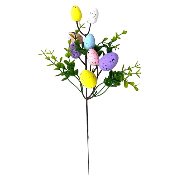 1PC Pastel Easter Egg Stems, 11in Artificial Easter Picks Colorful Easter Egg Bush Decorations for Flower Arrangement and Home Decor