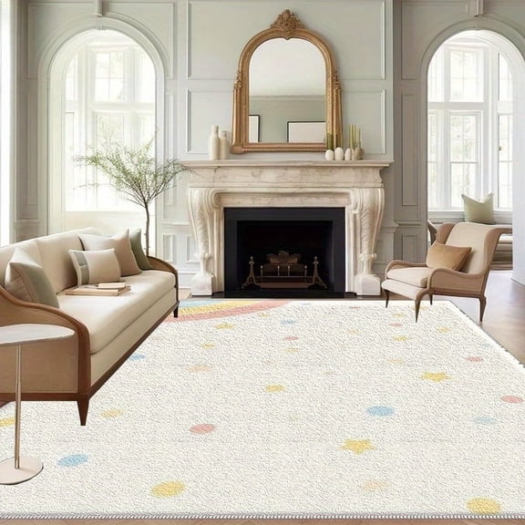 1PC Pastel-colored Dots and Stars Area Carpet Local Carpet, Lightweight Washable Easy-to-Manage Carpet Mat Festival Gift, Suitable for Living Room, Bedroom, Office, Balcony, Corridor, Room Accessones