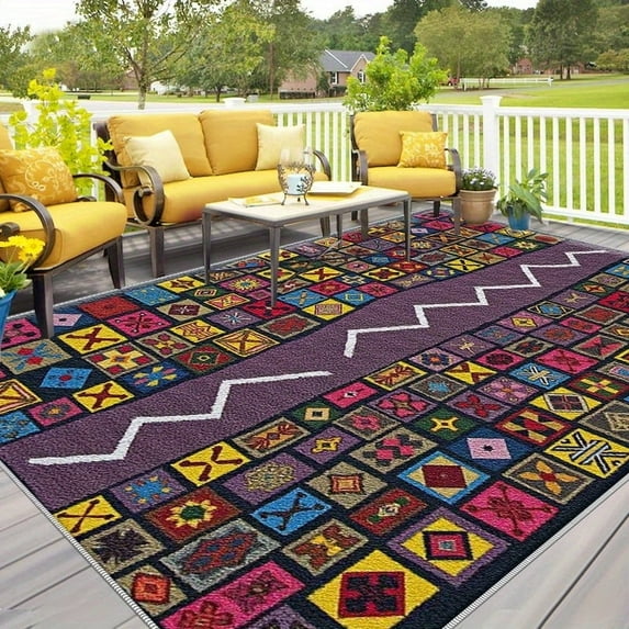 1PC Patchwork Regional Carpet Local Carpet, Lightweight Washable Easy-to-Manage Carpet Mat Festival Gift, Suitable for Living Room, Bedroom, Dining Room, Office, Balcony, Room Accessones