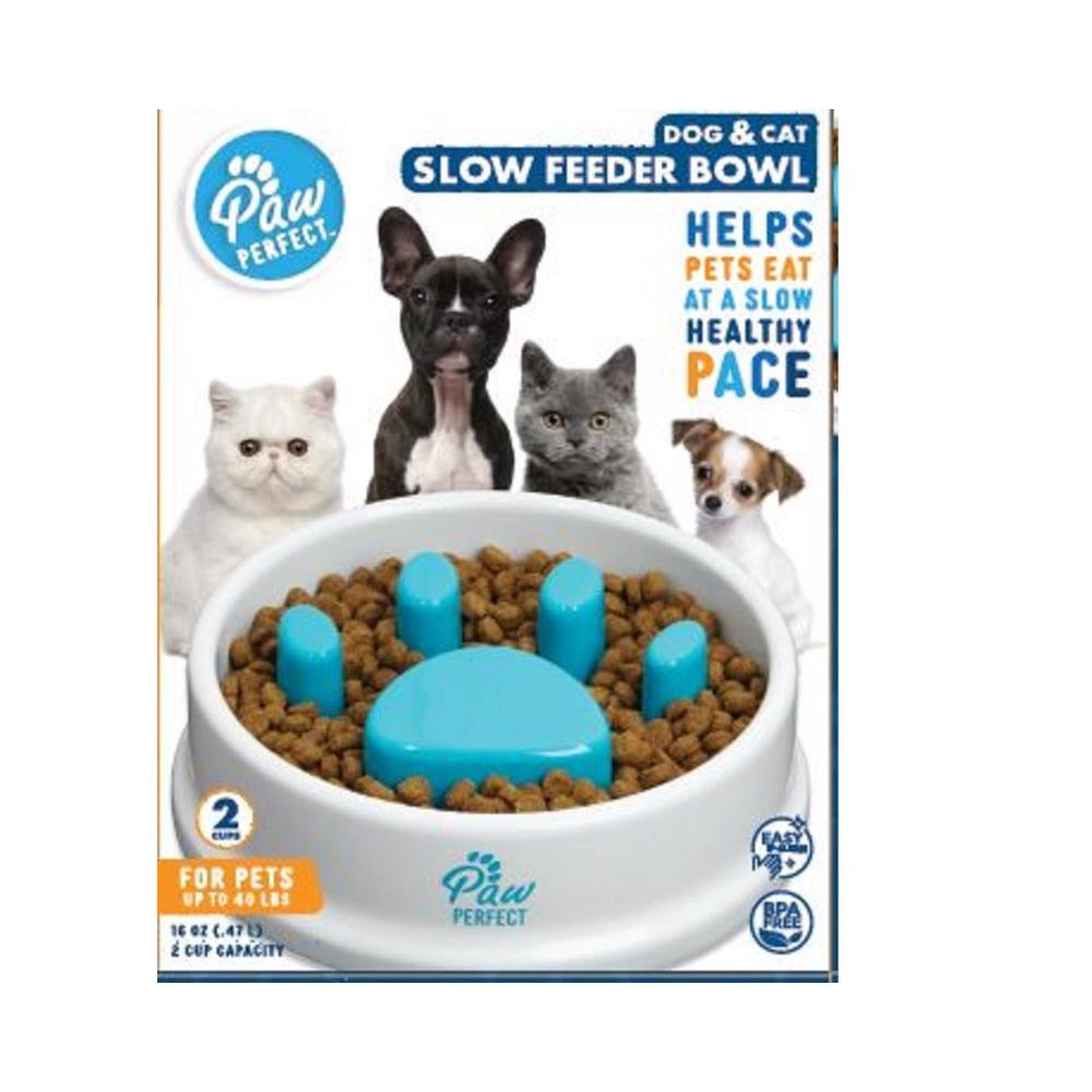 1PC PawPerfect Paw Perfect 8643 Slow Feeder Bowl, Plastic, White
