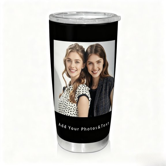 1PC Personalized Photo & Text 20oz Tumbler, Double-Wall Insulated Stainless Steel Travel Mug with Spill-Proof Lid, for Hot/Cold Drinks, Ideal Birthday Anniversary Graduation Gift