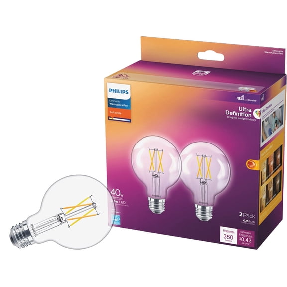 1PC Philips Warm Glow G25 Medium LED Decorative Globe Light Bulb