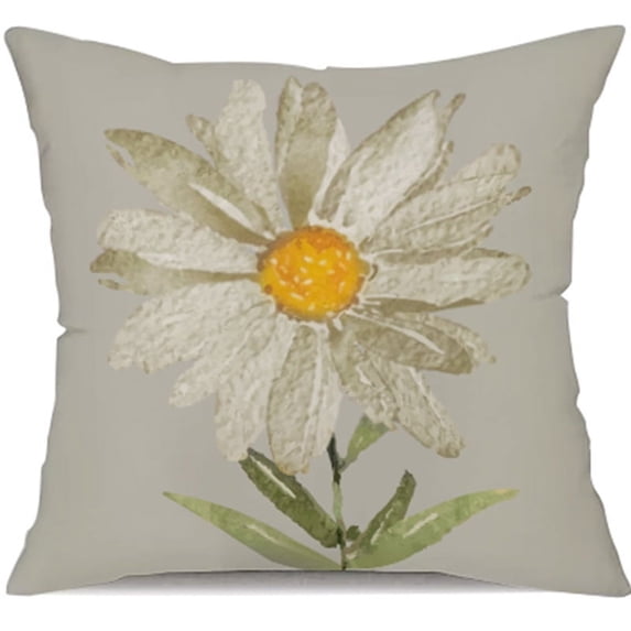 1PC Pillow Cover 18x18 Inch, Watercolor Daisy Throw Pillow Covers, Hello Sunshine Summer Outdoor Decor Cushion Case Decoration for Home Couch Chair Sofa