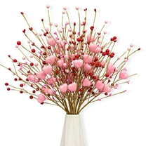 1PC Pink Heart Shaped Berry Picks, Valentine's Day Floral Picks, Artificial Heart Pink Berry Branches, Vase Decor for Wedding Home, Romantic Gift for Couples