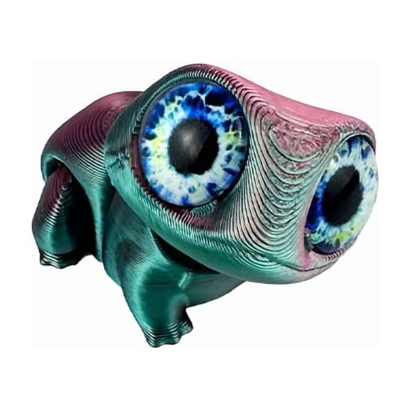 1PC Pink cyan 4.6CM 3D Printed Big-eyed Frog Animal Figurine, Exquisitely Printed Gecko Frog