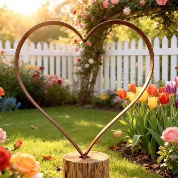 1PC Plant Trellis Support Frame Heart-shaped Garden Stake Vine Climbing Rack Iron Garden Plant Support Stake Stand Flower Garden Decor