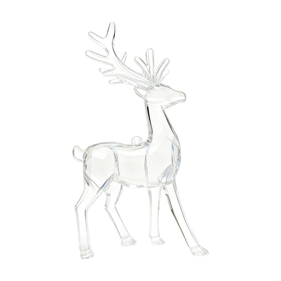 1PC Plastic Christmas Reindeer Ornaments Clear Deer Figurines Table Top Decorations Transparent Reindeer Xmas Tree Topper, Deer Sculpture for Holiday Party,3.1x2x5.9 Inch
