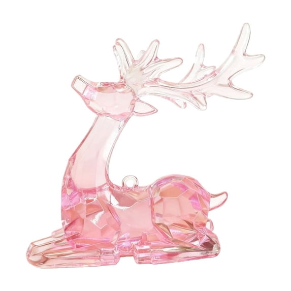 1PC Christmas Reindeer Ornaments Clear Deer Figurines Table Top Decorations Transparent Reindeer Xmas Tree Topper, Deer Sculpture for Holiday Party,3.5x2x3.5 Inch