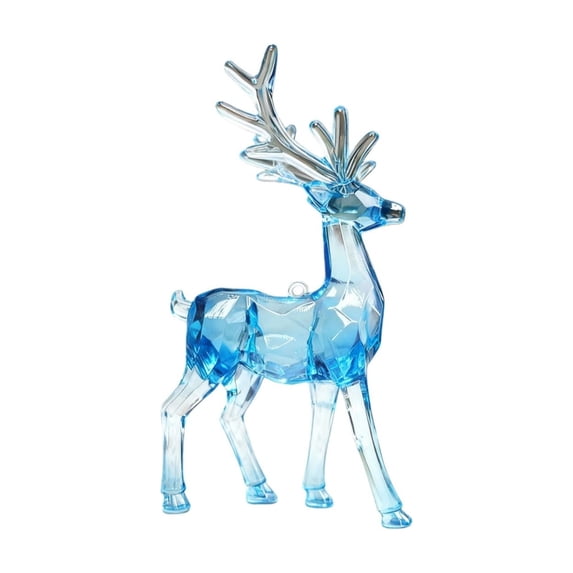 1PC Plastic Christmas Reindeer Ornaments Clear Deer Figurines Table Top Decorations Transparent Reindeer Xmas Tree Topper, Deer Sculpture for Holiday Party,3.1x2x5.9 Inch