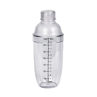 1PC Plastic Cocktail Shaker 700ml for Home Bar, Drink Mixing Utensil with Transparent and Black Scale