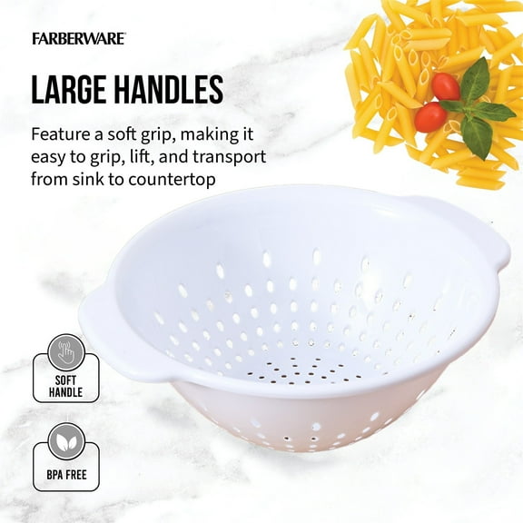 1PC Plastic Colander Bowl with Handle - Small Food Strainer for Kitchen Vegetables, Pastas, Fruit - Dishwasher Safe