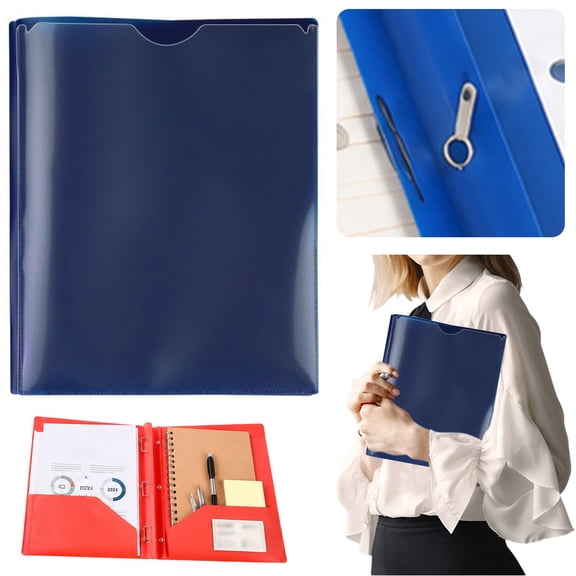 1PC Plastic Folder with Clear Front Pocket and 3 Prong Plastic Folders with Card Slot Pocket Folders with Prongs for Office