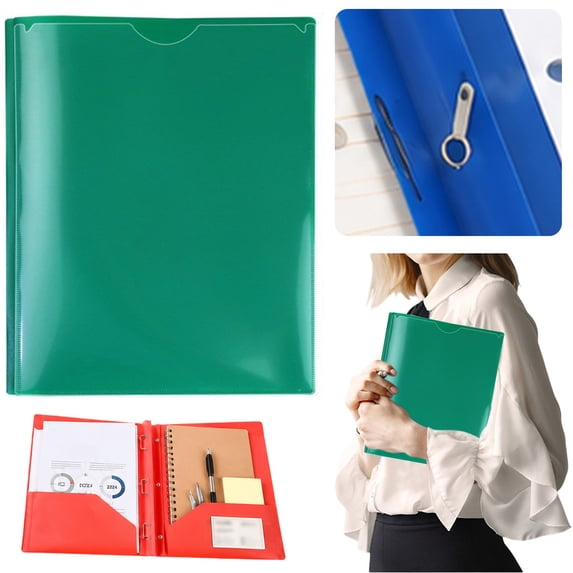 1PC Plastic Folder with Clear Front Pocket and 3 Prong Plastic Folders with Card Slot Pocket Folders with Prongs for Office