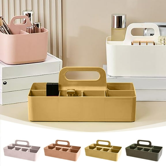 1PC Portable Caddy with Handle,Desktop Storage Basket, Thickened Compartment Organizer Green Portable Storage Box, for Makeup, Cleaning, Art Craft, Stationery(Large size-Random color)