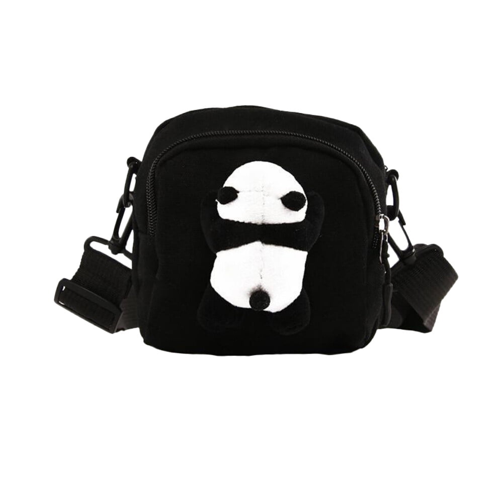 1PC Plush Panda Canvas Crossbody Bag Cartoon Women Messenger Bag