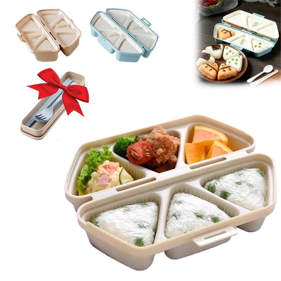 1PC Portable 6-Slot Triangle Onigiri Mold, Rice Ball Maker for Sushi Musubi, Seaweed Rice Balls, Home DIY, Younger Lunch Bento, Quick Form, Easy to Store, Dishwasher Safe, Bento Mold, AKLJWH
