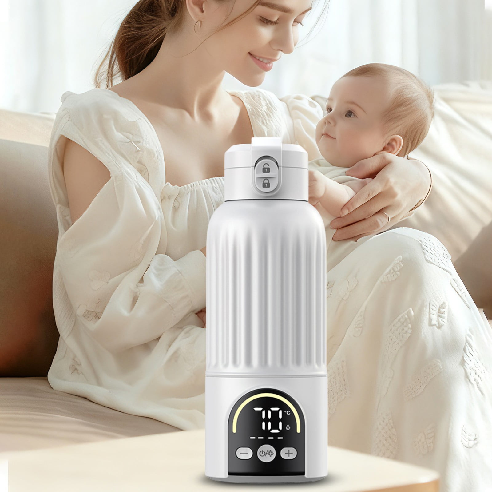 1PC Portable Bottle Warmer, Portable Bottle Warmer 17oz Bottle Warmer for Travel, Fast Heating for Breast Milk Formula & Water, Long Battery Life &Large Capacity, Suitable for Baby Outdoor (B)