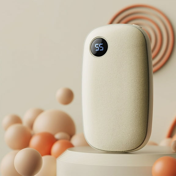 1PC Portable Hand Warmer with LED Display, Fast Heating USB Rechargeable Plush Handwarmer, Long-Lasting Battery, Compact Design for Outdoor Adventures