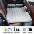 thumbnail image 1 of 1pc Portable Inflatable Car Air Mattress, Light Beige PVC, Built-in Pump Self-Inflating, for Rear Seat Sleeping Camping Travel Cushion Bed, 1 of 9