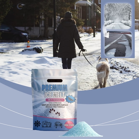 1PC Portable Pet Safe Ice Melt 100g Sodium Chloride Ice Melter for Car Kits & Camping, Safe for Concrete & Vegetation, Residue-Free