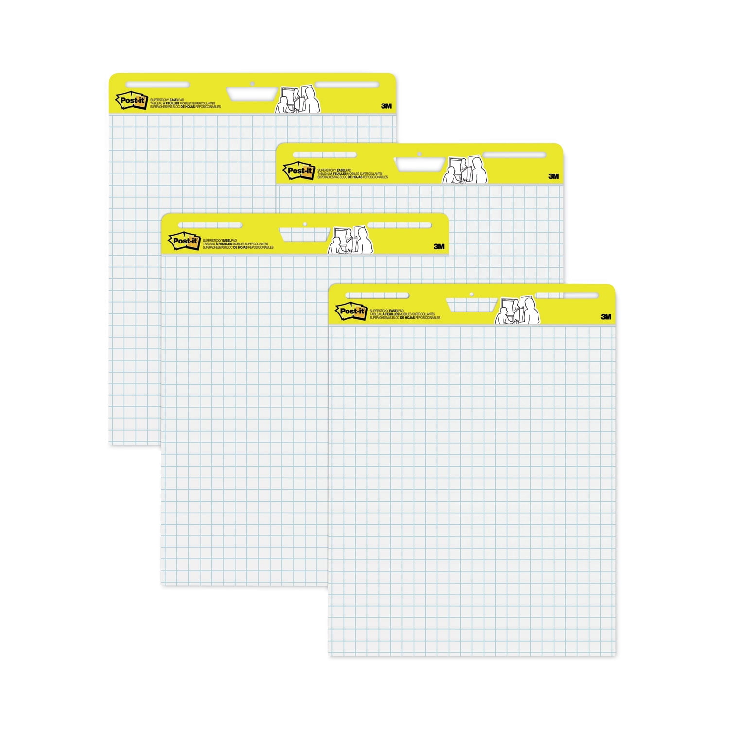 White Grid Self-Stick Easel Pad, 25 x 30 Inches, 4 Pack