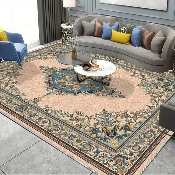 1PC Ornate Regional Carpet Partial Carpet, Lightweight Washable Easy-to-Tidy Carpet Mat Festival Gift, Suitable for Living Room, Bedroom, Dining Room, Office, Balcony, Room Accessories