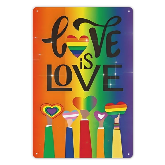 1PC Pride Month Metal Sign "Love is Love" Yard Stake Sign, Outdoor Party Decorations, No Electricity Required, Featherless