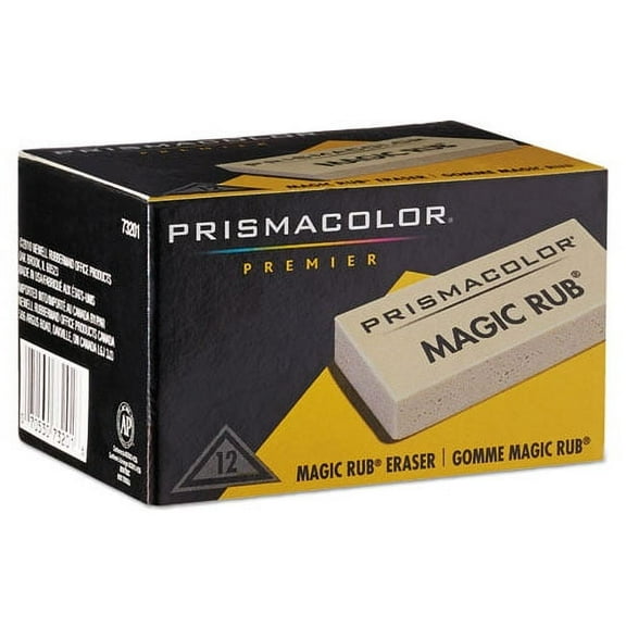 1PC Prismacolor MAGIC RUB Eraser, For Pencil/Ink Marks, Rectangular Block, Medium, Off White, Dozen