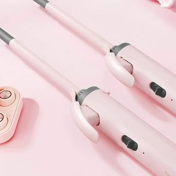 1PC Professional Small Hair Curling Wand, 16mm Small Barrel Curling Iron for Short & Long Hair, Wool Hair Curler Ceramic Small Wand with Adjustable Temperature Setting,Pink
