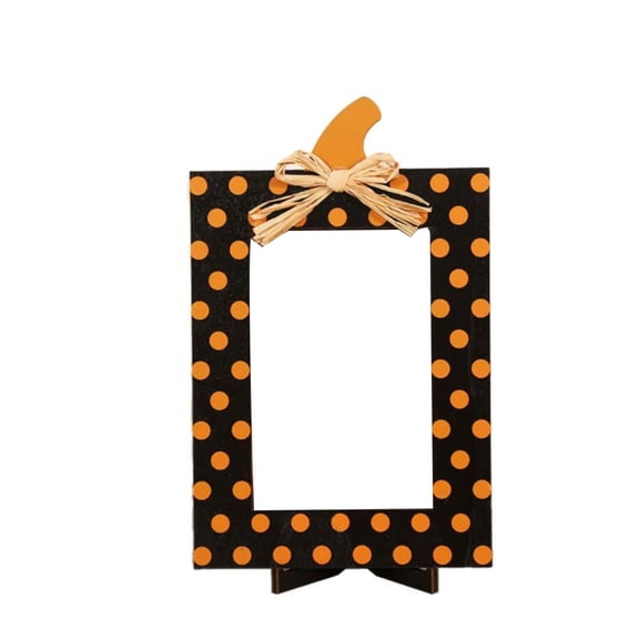 1PC Pumpkin-Shaped Wooden Picture Frame, Halloween Tabletop & Wall Display Ornament, Wood, (One Size, F)