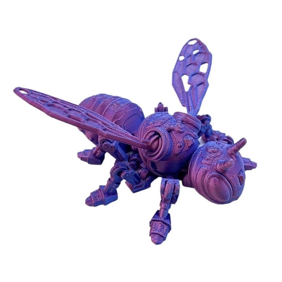1PC Purple 14.5CM 3D Printed Mechanical Bee Creative with Articulated Wings, Ornament, Gift Animal