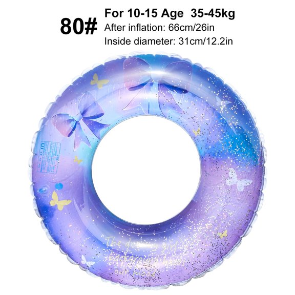 1PC Purple Glitter Inflatable Swim Ring Pool Floats Tube Butterfly Bow Swimming Ring For Beach Pool Party