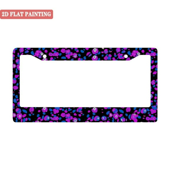 1PC Purple and Blue Floral Pattern Car License Plate Frames with Mounting Hardware 6.3x12.2inch(16x31cm)