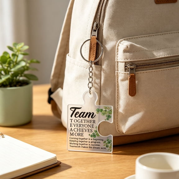 1PC Puzzle Shaped Acrylic Keychain, Team Appreciation Gifts for Employee, Motivational Appreciation Texts, Metal Ring Ornaments For Employee, Teamwork Thank You Gift, Puzzle Piece Acrylic Keychains,E