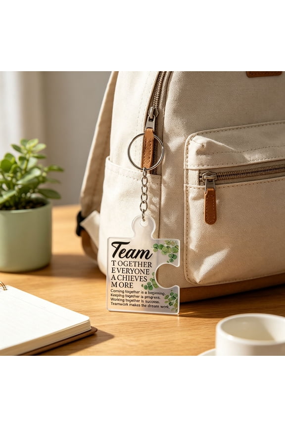 1PC Puzzle Shaped Acrylic Keychain, Team Appreciation Gifts for Employee, Motivational Appreciation Texts, Metal Ring Ornaments For Employee, Teamwork Thank You Gift, Puzzle Piece Acrylic Keychains,E