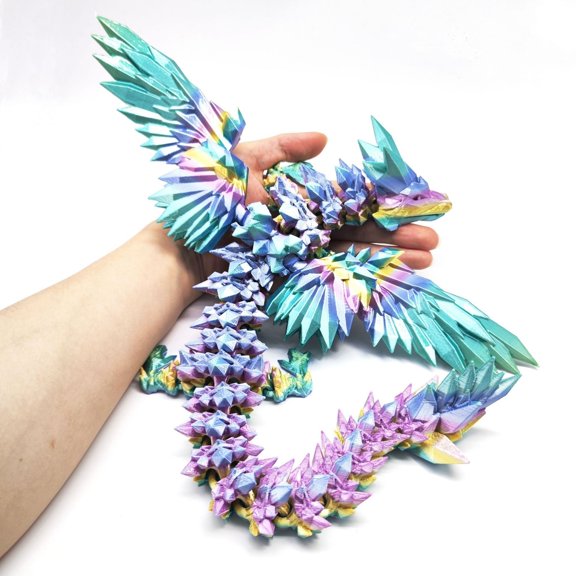 1PC RAINBOW 45CM 3D Printed Dragon Figurine, Chinese Dragon, 3d Divine Dragon Handicraft Gift, Chinese Dragon