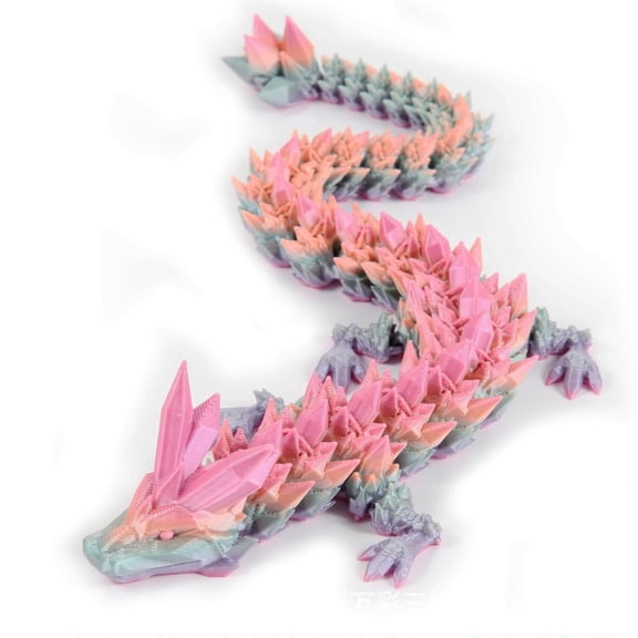 1PC RAINBOW COLOR 13CM 3D Printed Gem Crystal Dragon Figurine Gift Set with Colorful Decorations