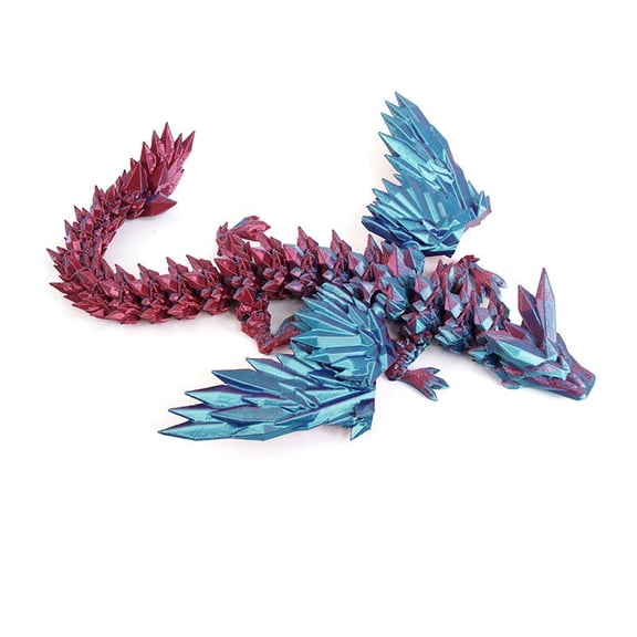 1PC  RED BLUR 14cm 3D Printed Dragon Figurine, Flying Crystal Dragon, Dragon Egg Gift, Chinese Dragon Figure