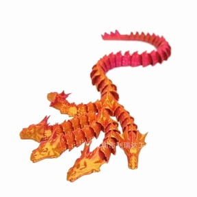 1PC RED GOLD 36CM 3D Printed Five-Headed Serpent/Multi-Headed Dragon Figurine with Movable Hinges