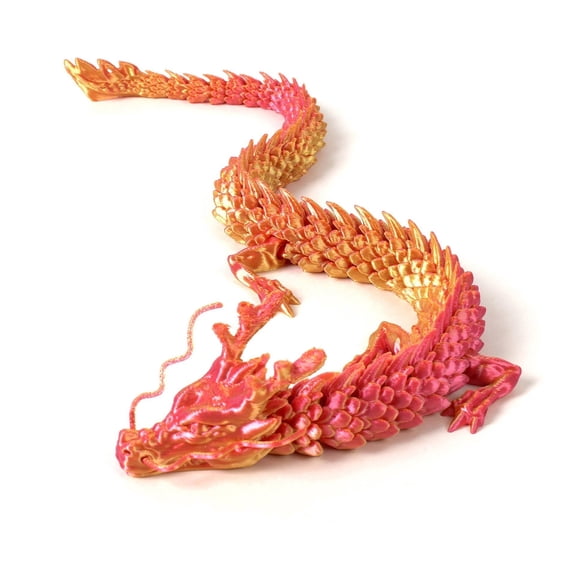 1PC RED GOLD 45CM 3D Printed Articulated Dragon Figure, Chinese Dragon