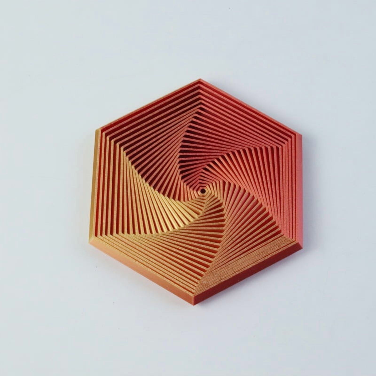 1PC RED GOLD  8CM 3D printed hexagonal decompression artifact, Fractal Fidget Hexagon creative trendy