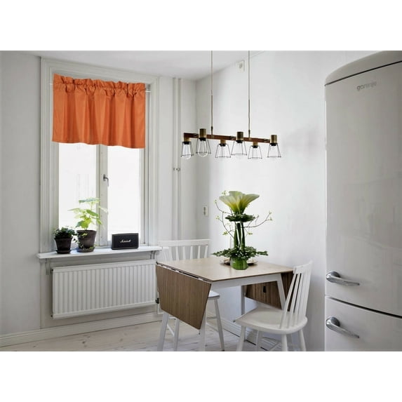1PC SOLID FOAM LINED BLACKOUT PANEL HALF WINDOW CURTAIN OR VALANCE ROOM DARKENING IN MANY COLORS AND SIZES ( ORANGE (RS9) VALANCE )
