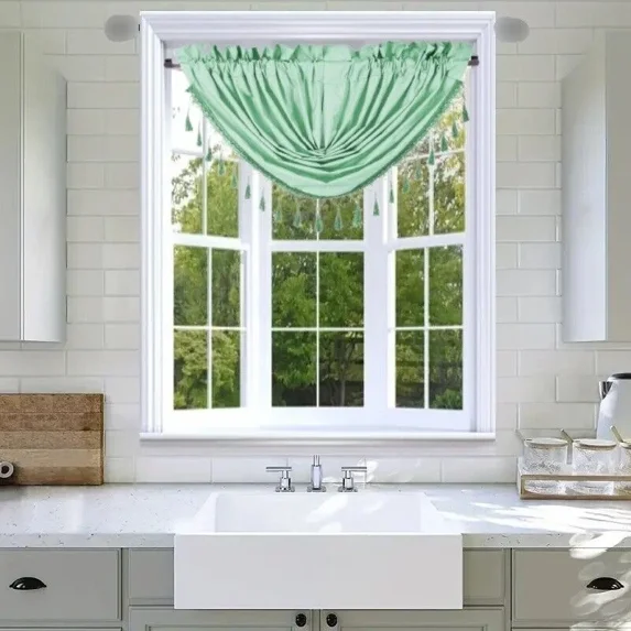 Gorgeous Home Linen 1pc Rod Pocket Valance 48"Wide X 38"Long Solid Matte Foam Backing Mint Green (RS8)