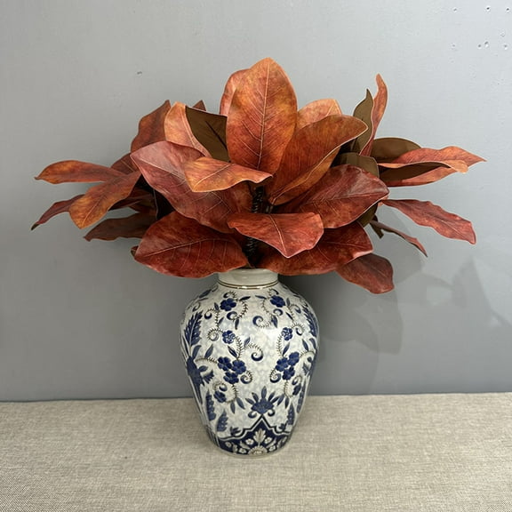 1PC Real Touch Magnolia Leaf Stems-22 Inch Artificial Magnolia Branches for Vase,Realistic Greenery Picks for Wedding,Home,Office,Party Table Centerpiece Decor,Indoor Fall Decorations